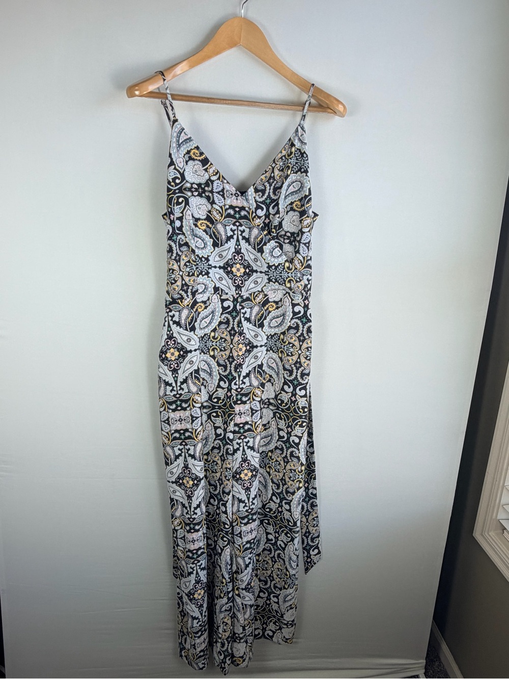 LOFT Paisley Wide Leg Jumpsuit Dark Navy Multicolor Size 12 Petite
